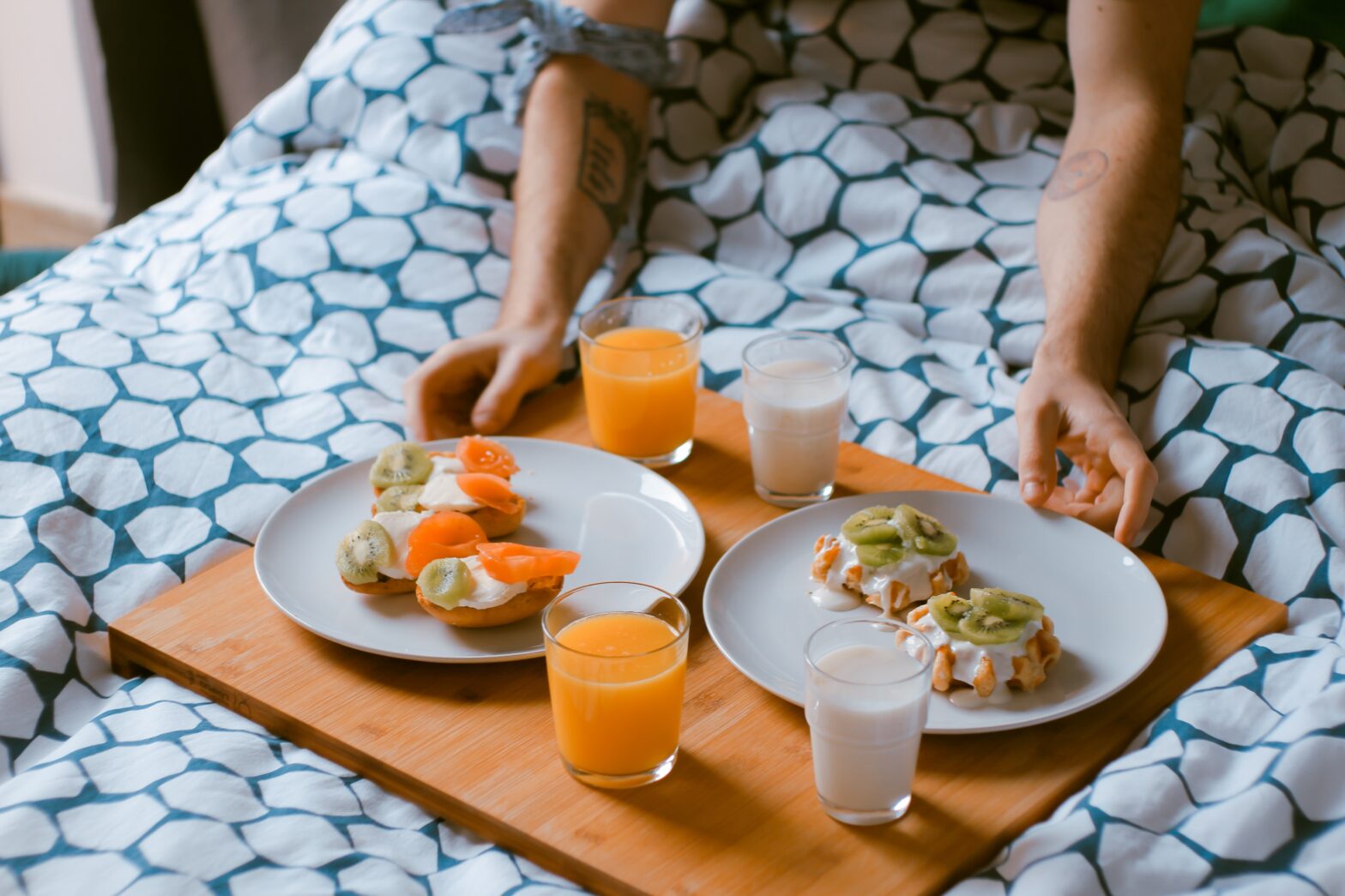 Birthday breakfast in bed for my sweet hub in Barcelona