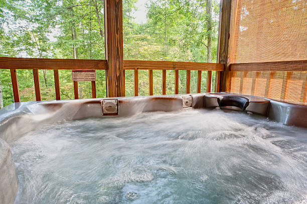 Hot tub at a Log Cabin near the Smoky Mountains.