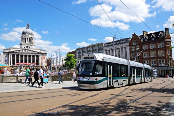 Tram passing the City Hall, Nottingham