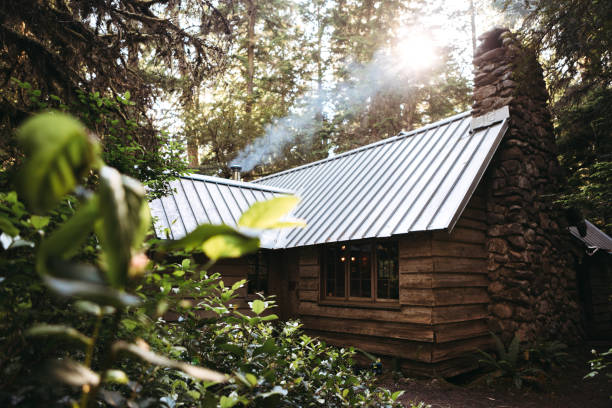 Rustic Cabin Retreat In The Forest With Large Bay Windows